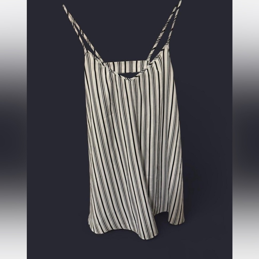 Saks Fifth Avenue Black & White Striped Spaghetti Strap dress